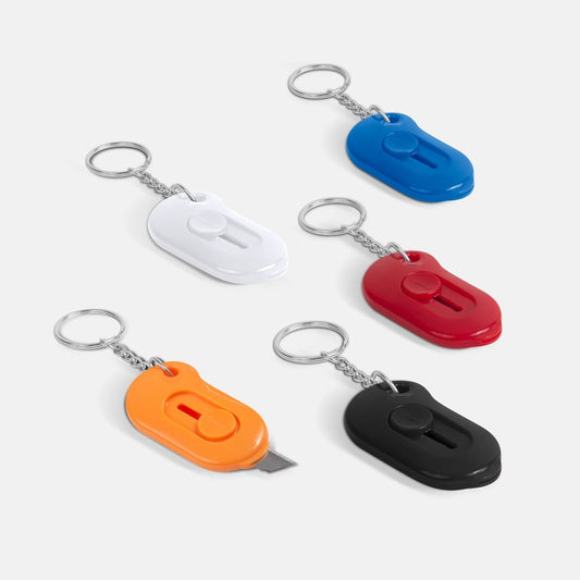 Llavero cúter lio rojo – artículo promocional personalizado en Monterrey | PROMOTIENDA